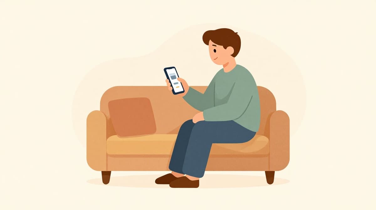Illustration of a customer seeing the price on their phone before confirming a booking